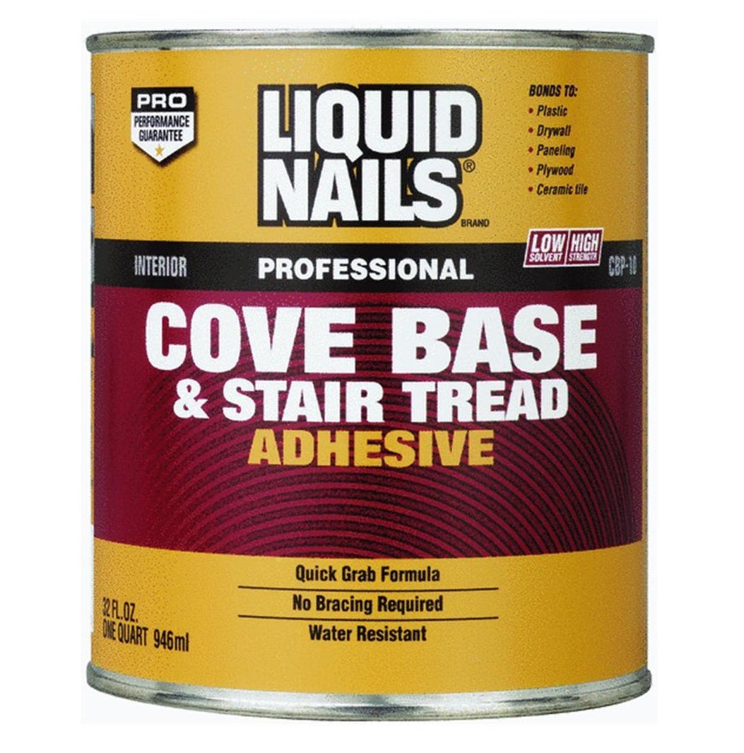 rubber tread adhesive Liquid Nails CBP-10 Cove Base and Stair Tread Adhesive, Quart – Toolbox Supply