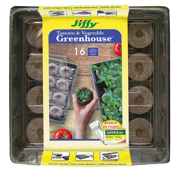 Jiffy Products J616ST-11 Tomato & Vegetable Greenhouse With Label, 16 Cells