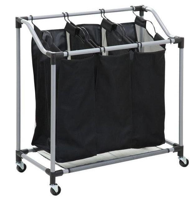 Honey Can Do SRT-01641 Triple Laundry Sorter, Silver/Black.