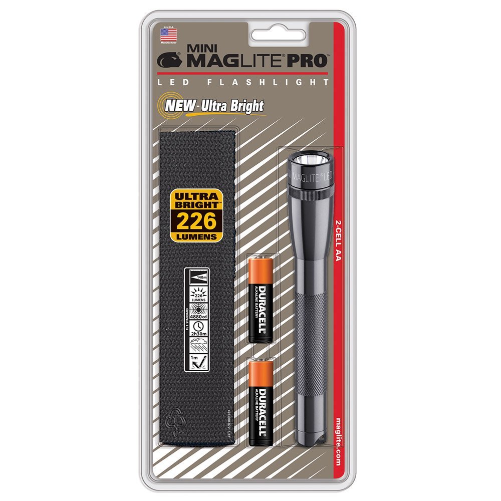 Maglite SP2P09H Mini Pro LED Flashlight, 226 Lumens, Gray