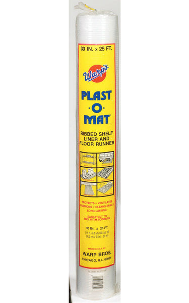 Warp's PM25-P Plast-O-Mat® Ribbed Shelf Liner & Floor Runner, Clear, 30" x 25'