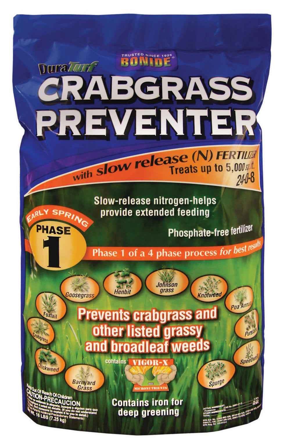 Bonide 60412 Crabgrass Preventer With Fertilizer, 5000 Sq Ft, 24-0-8