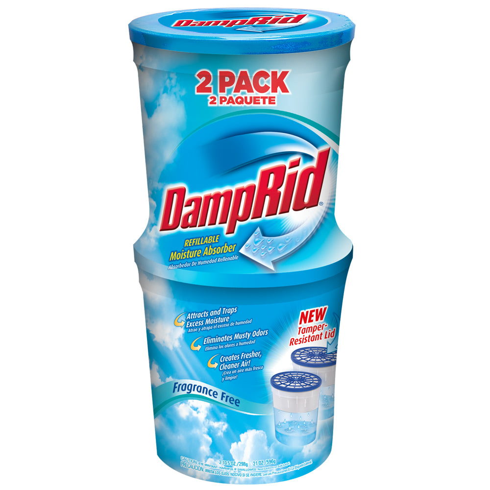 DampRid FG60 Refillable Moisture Absorber, Fragrance Free, 10.5 Oz