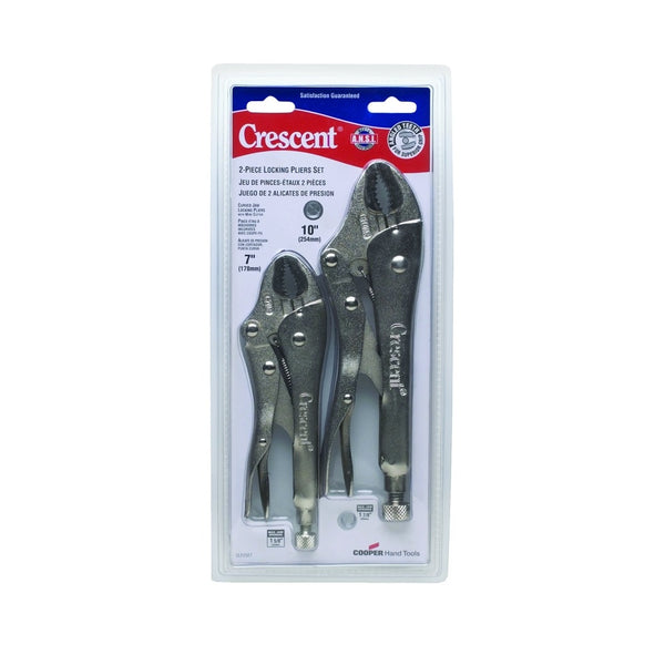 Crescent CLP2SETN Non-Slip Grip Locking Plier Set, 12.88 Inch, Nickel