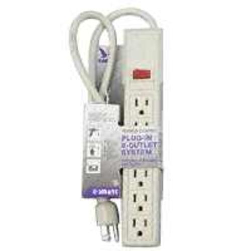 Cooper Wiring 1136V Multiple Outlet Power Strip With Breaker, 6 Outlet, Ivory
