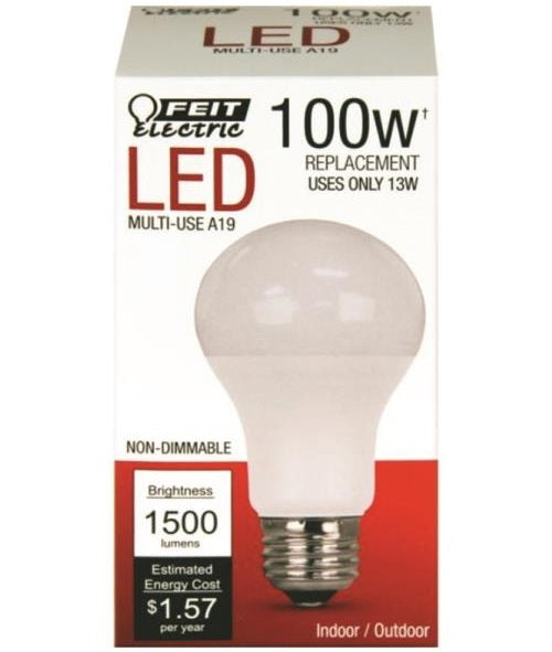 Feit Electric A1600/827/10KLED Non-Dimmable LED Bulb, 13 Watts, 120 Volts