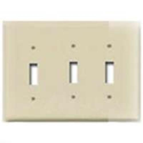 Cooper Wiring PJ3A 3G Toggle Plate  Almond