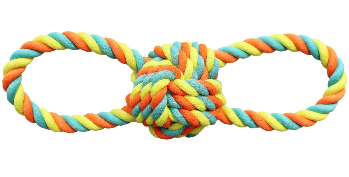 Chomper WB15522 Rope Ball Tug Dog Toy, Assorted Colors