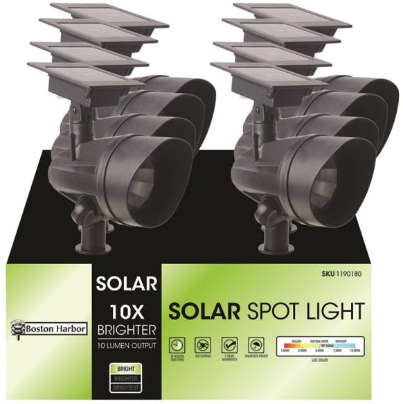 Boston Harbor SS3P-K10X-BK-T6 Solar Spot Light, Black