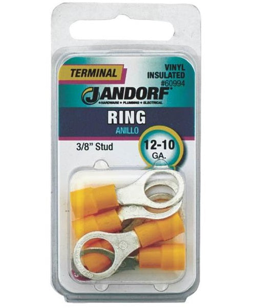 Jandorf 60994 Vinyl-Insulated Terminal Ring, Yellow, 12-10 AWG