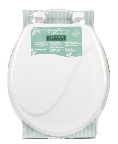 Mayfair 24EC 000 Designer Sculptured Traditional Molded Wood Toilet Seat, White