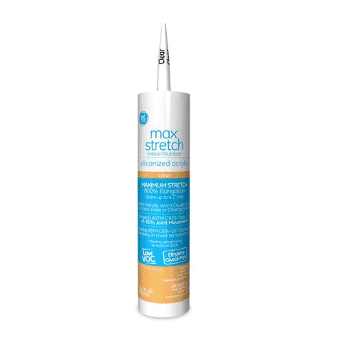 GE M90045 Max Stretch Siliconized Acrylic Sealant, 10.1 Oz, Clear