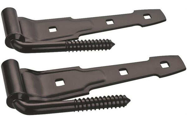 Prosource LR-174-PS Screw Hook And Strap Hinge, Steel, Black Powder Coated, 8" L