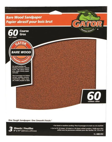 Gator 4462-012 Sanding Sheet, 11" x 9", 60 Grit