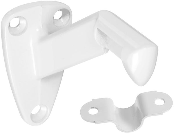 National Hardware N327-627 Handrail Bracket With Strap, Zinc Die Cast, White, 250 Lb