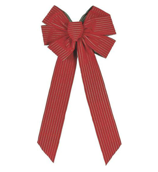 Holiday Trims 6595 Stripe Velvet Christmas Bows, 7 Loop, Red/Green