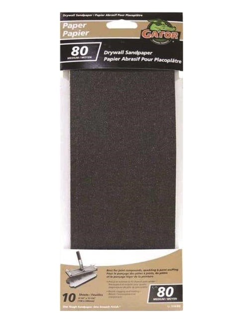 Gator 7114-012 Drywall Sanding Sheet, 11-1/4" x 4-1/4", Grit 80
