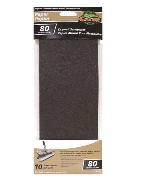 Gator 7114-012 Drywall Sanding Sheet, 11-1/4" x 4-1/4", Grit 80