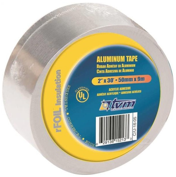 TVM TR2X30 Aluminum Foil Tape, 30' L x 2" W x 0.003" T
