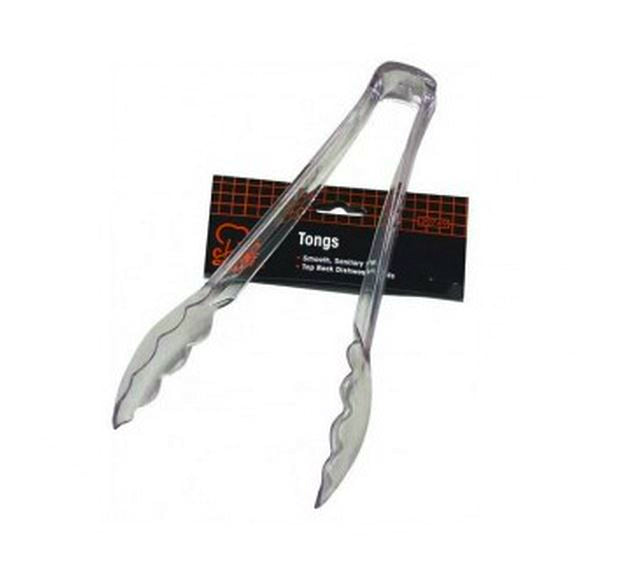 Chef Craft 20749 Clear Plastic Serving Food Tongs, 9"