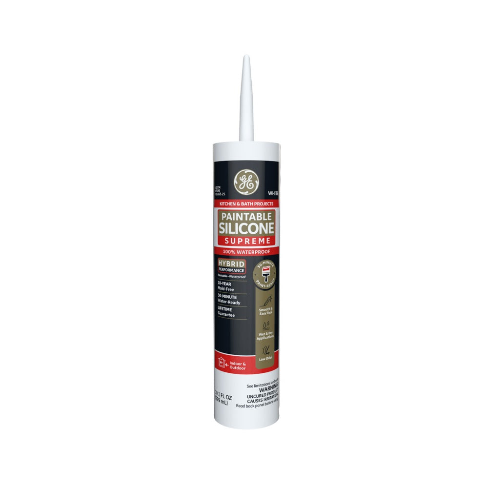 GE 2733743 Silicone Acrylic Caulk, White, 10.1 oz