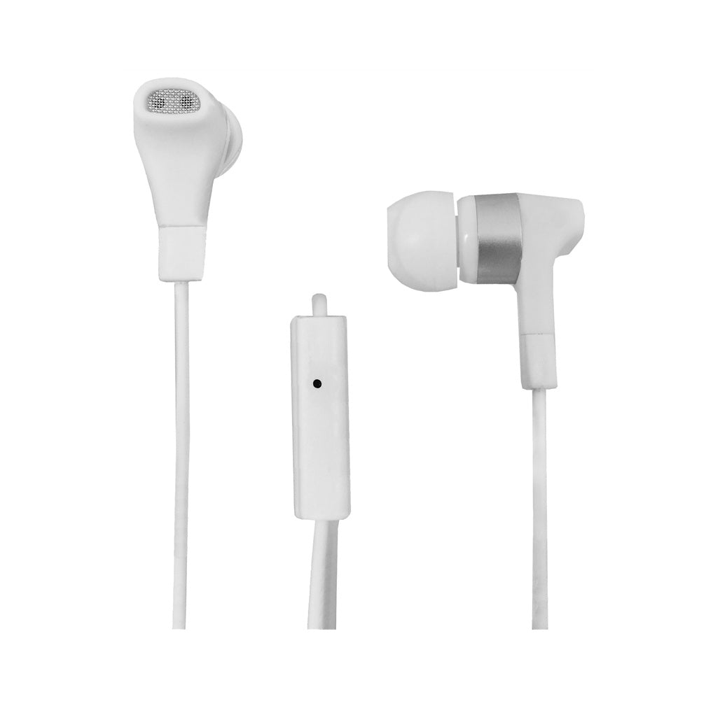 AmerTac PM1001SEW Zenith Stereo Earbuds With Microphone, White