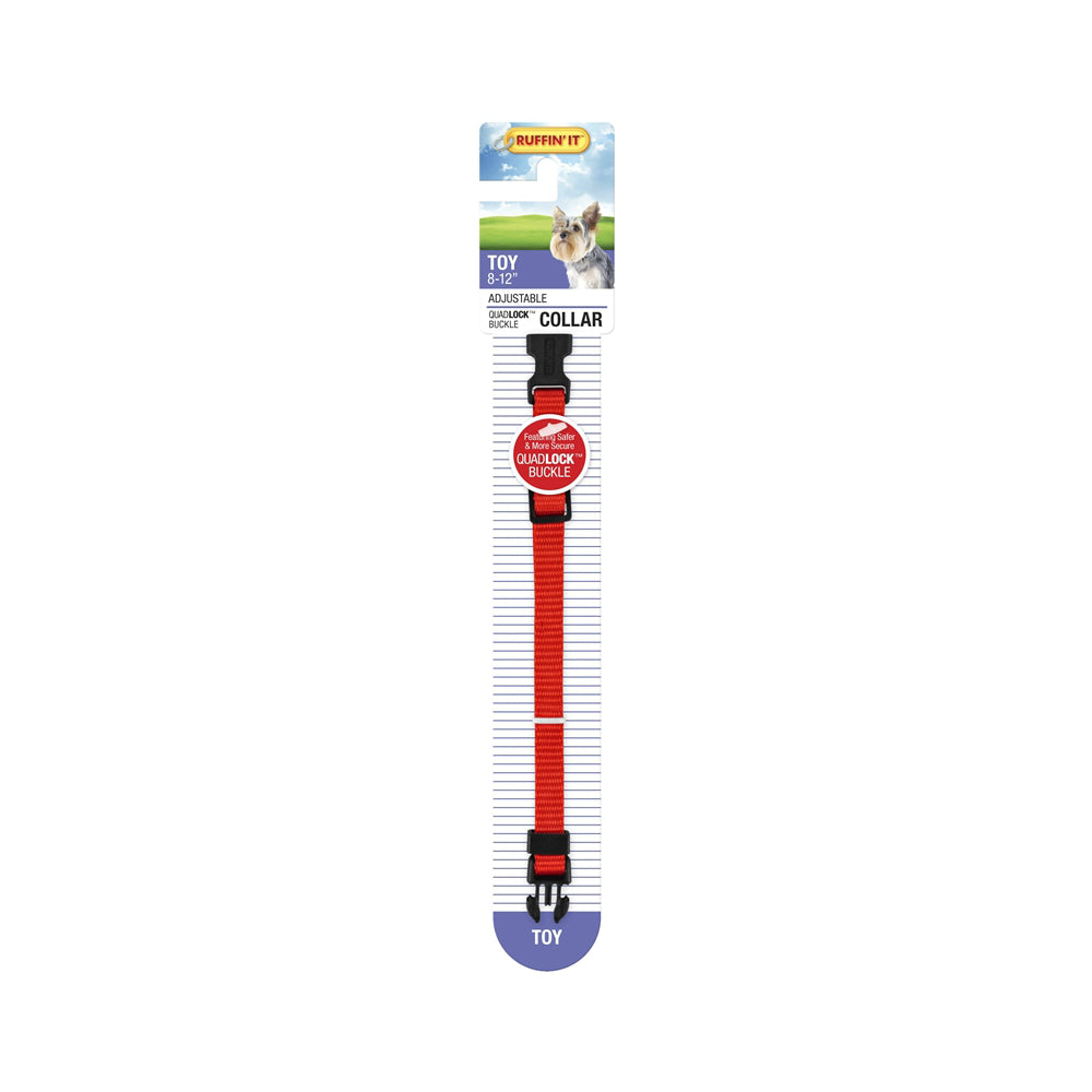 Westminster Pet 7N31101 Ruffin' It Adjustable Dog Collar, Nylon, Red, 8 - 12 Inch