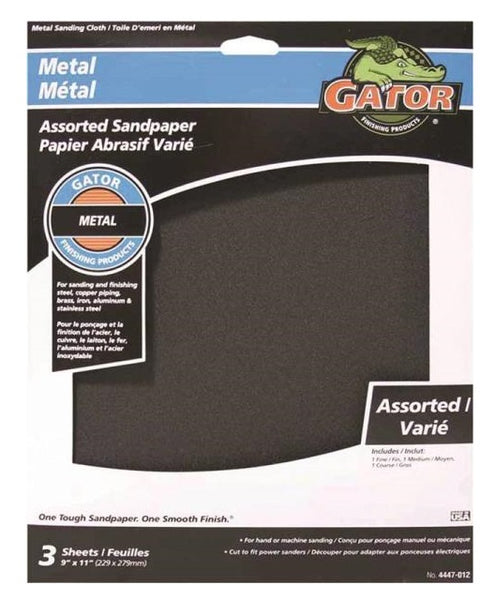 Gator 4447-012 Emery Cloth Assortment, 9" X 11", Assorted Grit