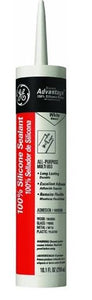 GE GE60.02 Advantage Silicone Rubber Sealant, White, 10 Oz