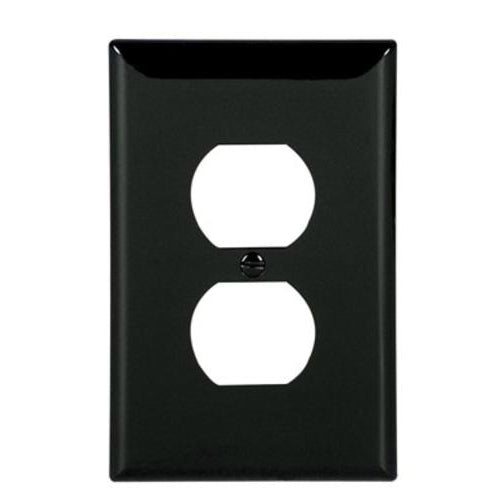 Leviton 015-00PJ8-00E Duplex Wallplate, Black, 1 Gang