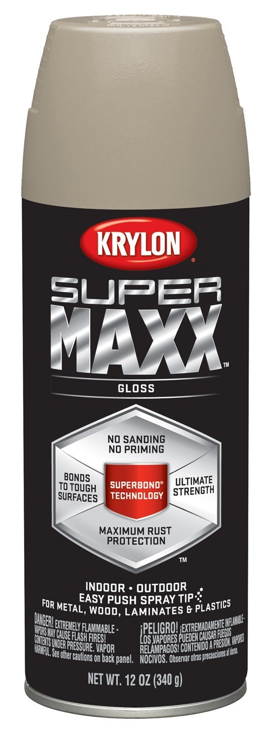 Krylon K08959000 SUPERMAXX Spray Paint, Gloss Khaki, 12 Oz