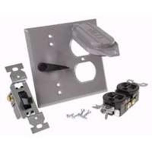 Bell 5166-5 Weatherproof Duplex Receptacle & Switch Cover, 2 Gang, 4-1/2" x 4-1/2"