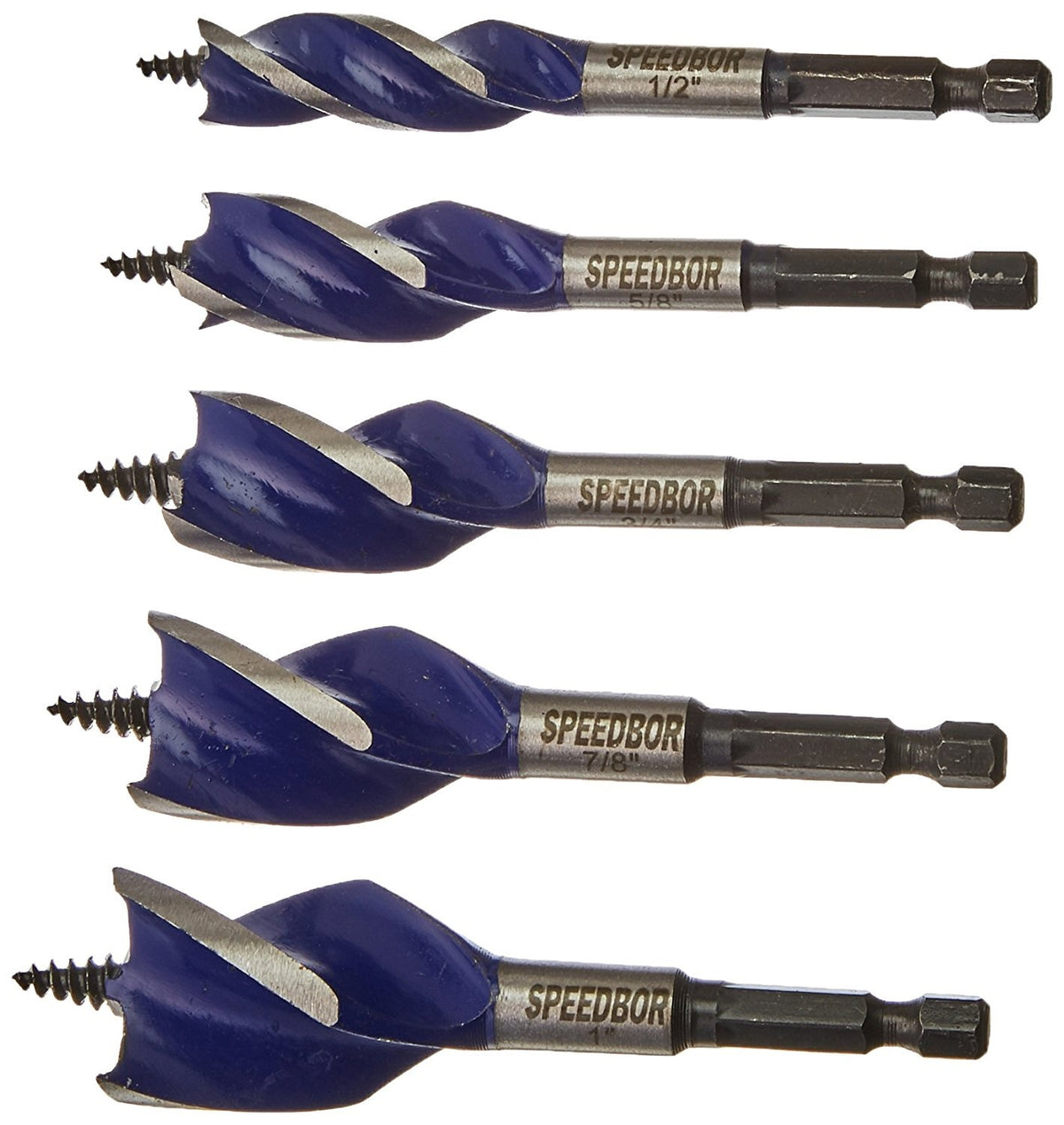 Irwin 1877240 Speedbor Max Speed Bit Set, Tri-Flute, 5 Pieces