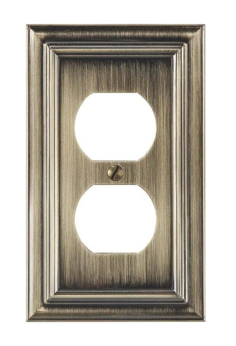 Amertac 94DBB Continental 1 Duplex Wallplate, Brushed Brass