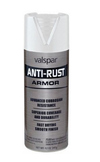 Valspar 044.0021941.076  Anti-Rust Armor Spray Paint, Semi-Gloss, White, 12 Oz.