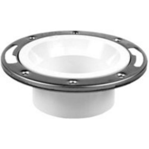 Oatey 43499 PVC Level-Fit Closet Flange w/Stainless Steel Ring, 4"
