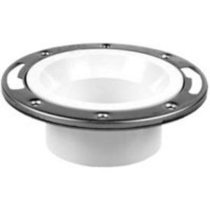 Oatey 43499 PVC Level-Fit Closet Flange w/Stainless Steel Ring, 4"