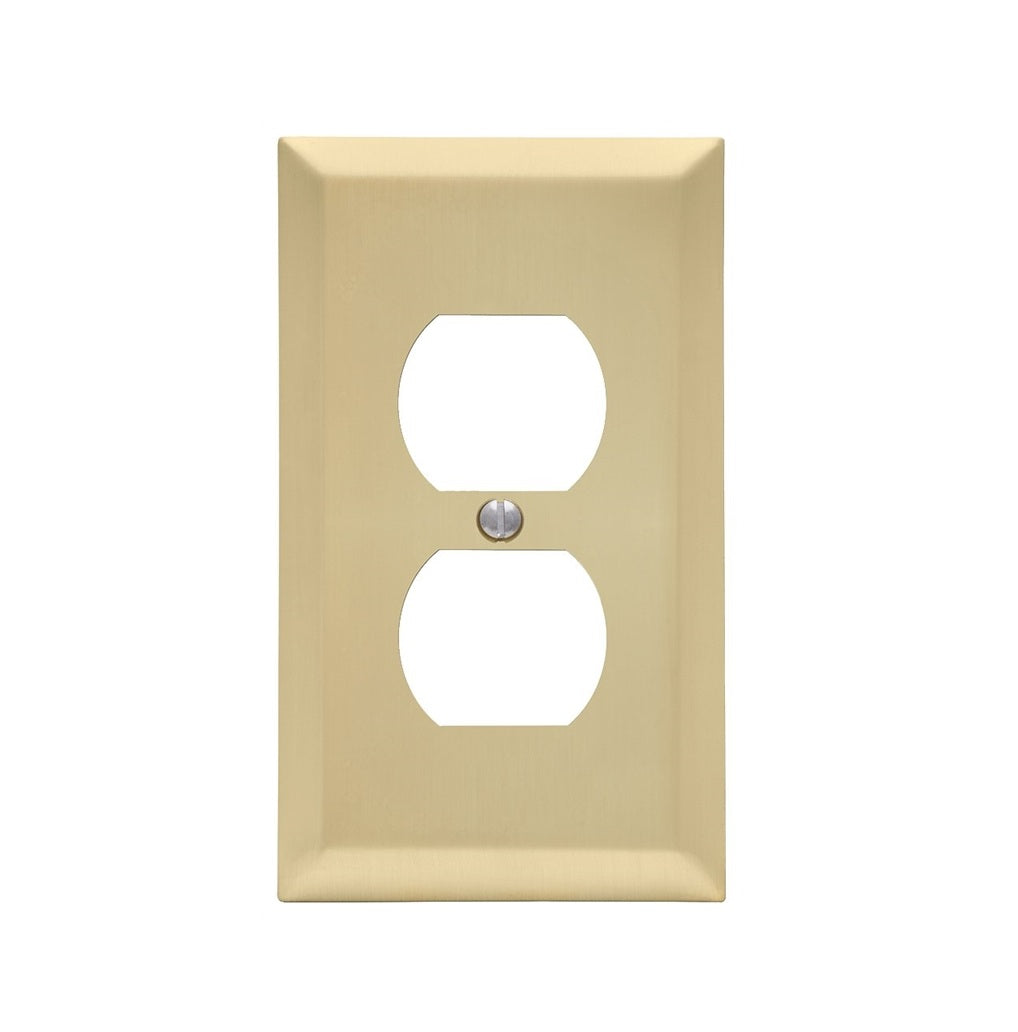 AmerTac 163DSB 1-Gang Duplex Receptacle Wallplate, Satin Brass