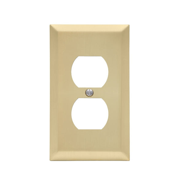 AmerTac 163DSB 1-Gang Duplex Receptacle Wallplate, Satin Brass