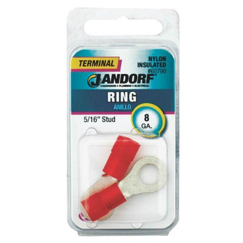 Jandorf 60790 Nylon Insulated Terminal Ring, 8 Gauge AWG, 5/16"