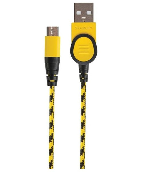 Stanley 131 9592 ST2 Braided Micro-USB Cable, Black/Yellow, 10' L