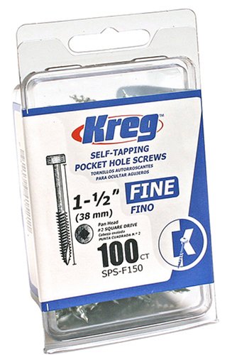 Kreg SPS-F150-100 Fine Pocket Hole Screw,  #6 x 1-1/2", 100Ct