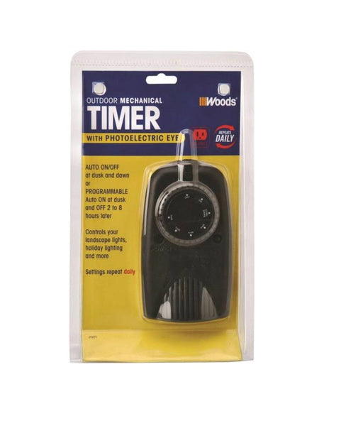 Woods 2001 Outdoor Mechanical Timer with Photoelectric Eye, 24-Hours