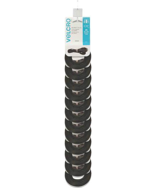 Velcro 90927ACS One-Wrap Reusable Tie, 3/4" W x 8" L, Velcro, Black