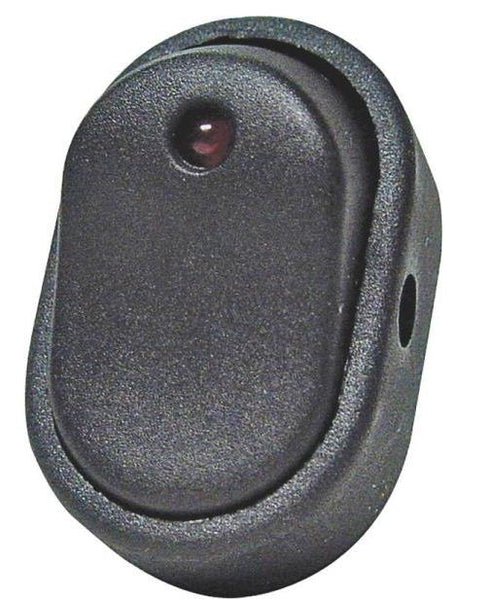 Calterm 40393 Black Oval Rocker Switch, Red Led