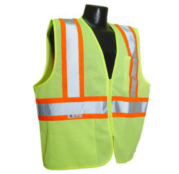 Radians SV22-2ZGM-L Class 2 Economy Mesh Safety Vest With Zipper, Large, Green