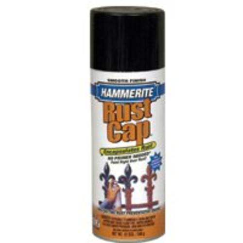 Hammerite Rust Cap 42235 Interior/Exterior Spray Paint, 12 Oz, Flat Black