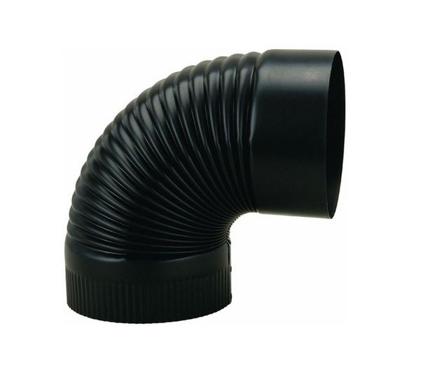 Imperial BM0024 Black Crimped Elbow, 24 Gauge, 7"