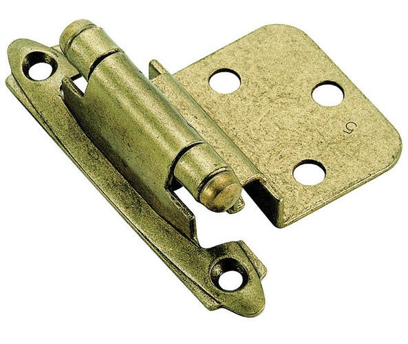 Amerock BPR3428BB Self-Closing Face Mounted Cabinet Hinge, Burnished Brass