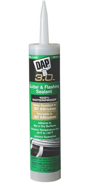 Dap 18377 High Performance Gutter and Flashing Sealant, Crystal Clear, 9 Oz